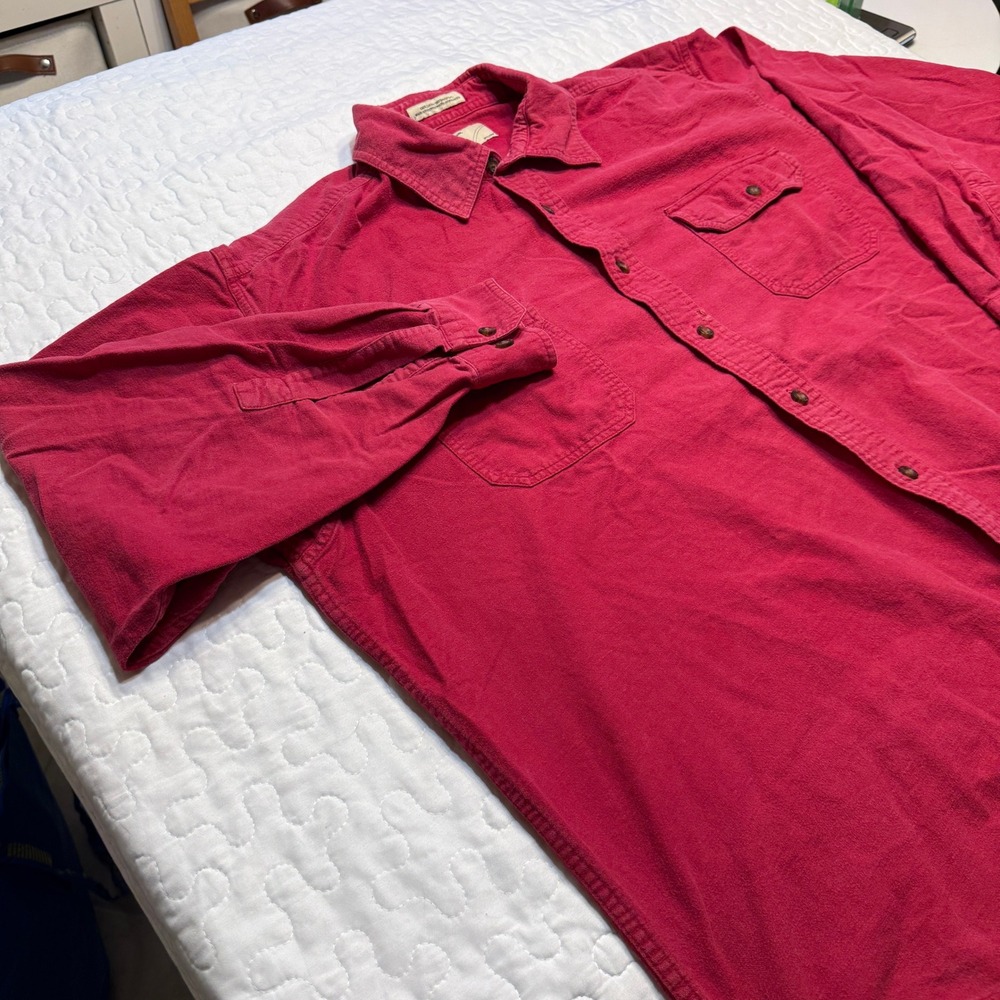 Levis Men XXL Button Down Shirt Red Long Sleeve CANVAS Workwear RUGGED GORPCORE